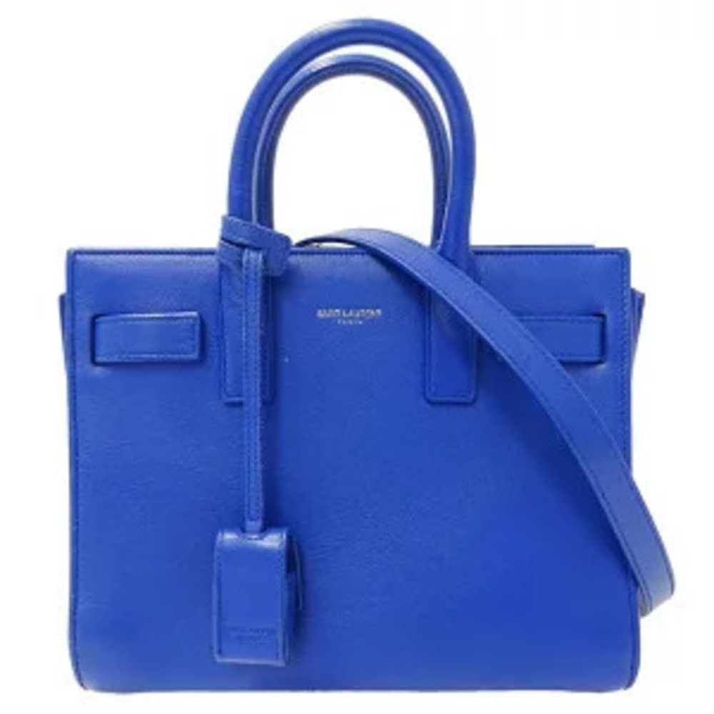 Saint Laurent Bag Handbag Shoulder Leather Sac de Jour Blue Handheld